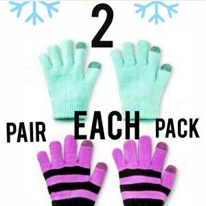 Cat & Jack 2-pack Girls Winter Kids Gloves Tech-Touch Outdoor Snow Mittens
